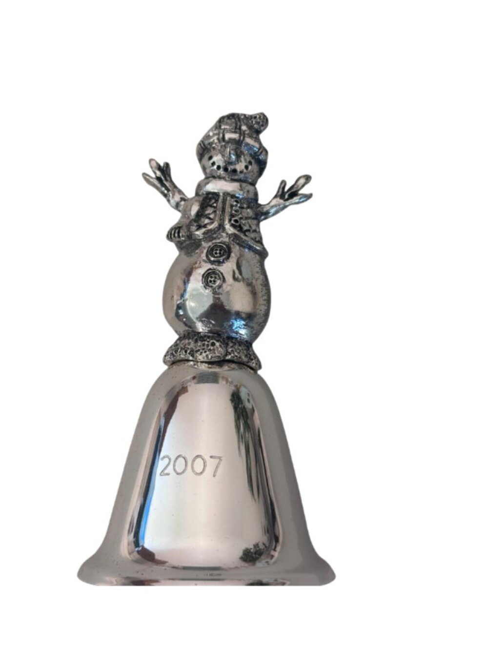 2007 Snowman Silver Tone Christmas Bell